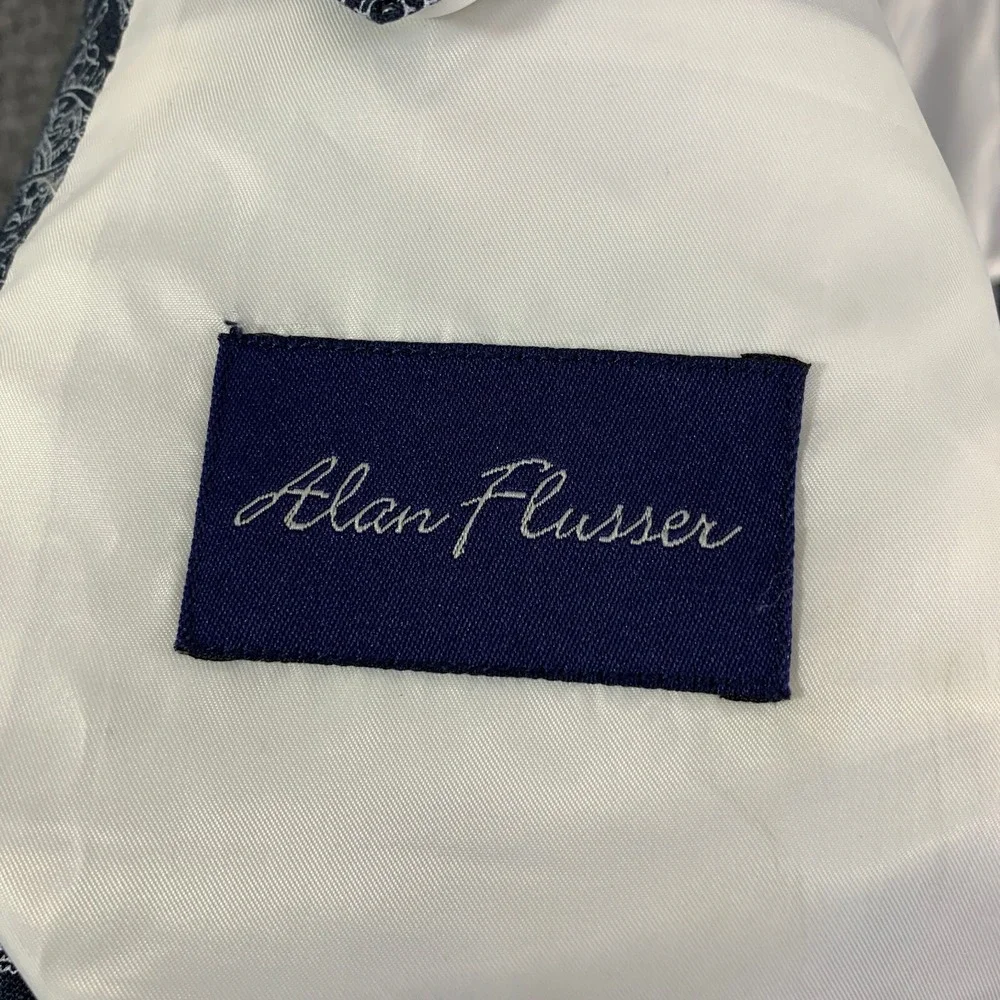 Alan Flusser Linen Blazer Jacket Men Large Paisley Sport Coat Preppy Modern